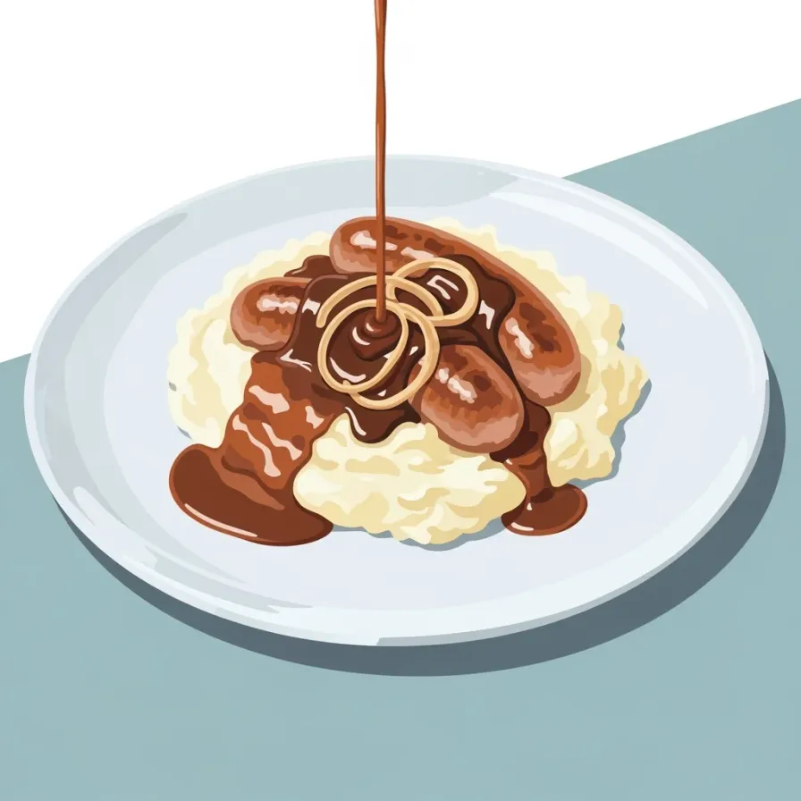 Bangers and Mash with Onion Gravy