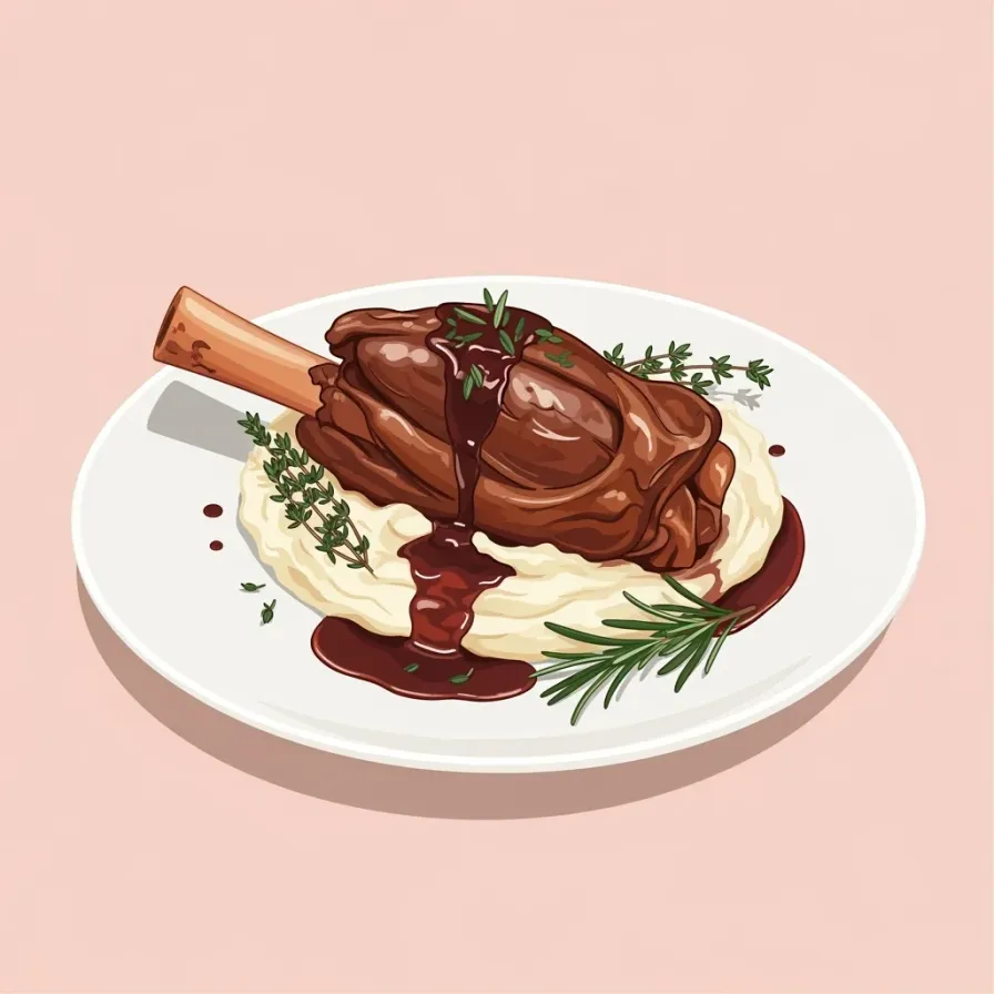 Braised Lamb Shanks with Red Wine and Herbs