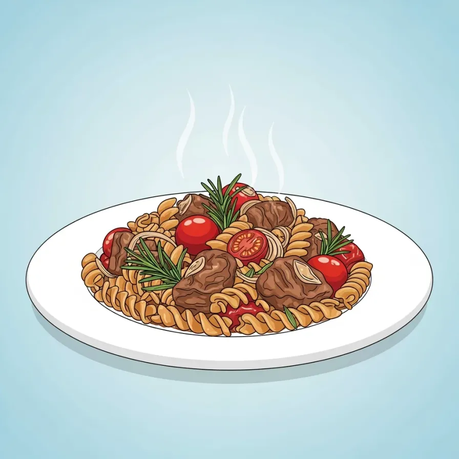 Savory Lamb Fusilli with Rosemary and Tomatoes