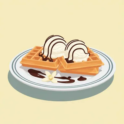 Waffles with Vanilla Ice Cream